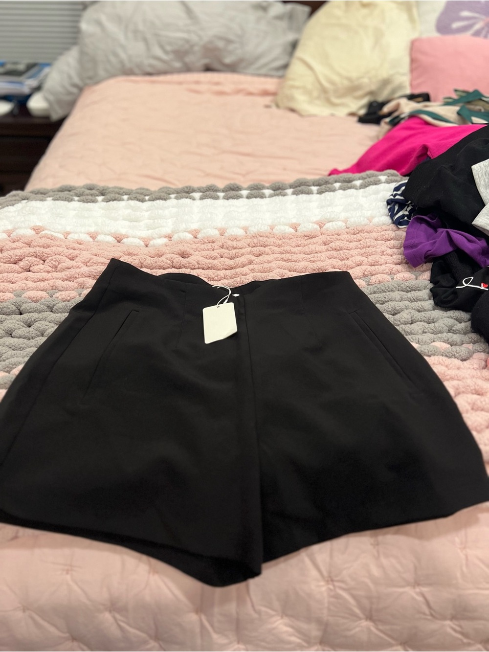 Active USA Black High-Waist Tailored Shorts
